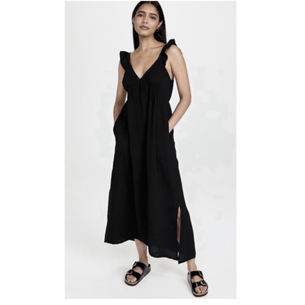 Xirena Leyla Dress Black Womens Small Ruffle Strap Boho USA
